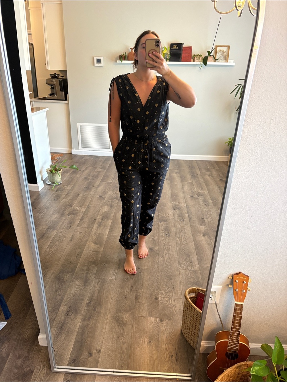 Elegant Black and Gold Women's Romper